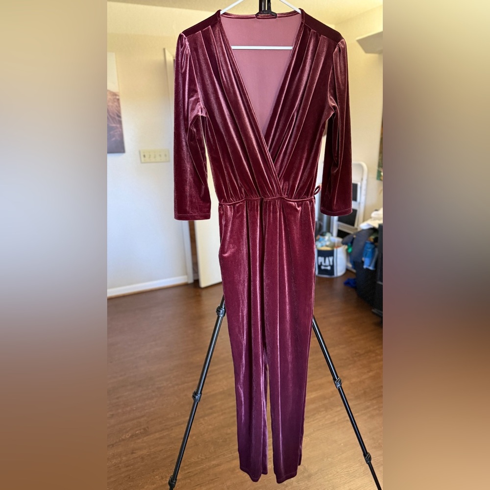 Velvet Burgundy Jumpsuit